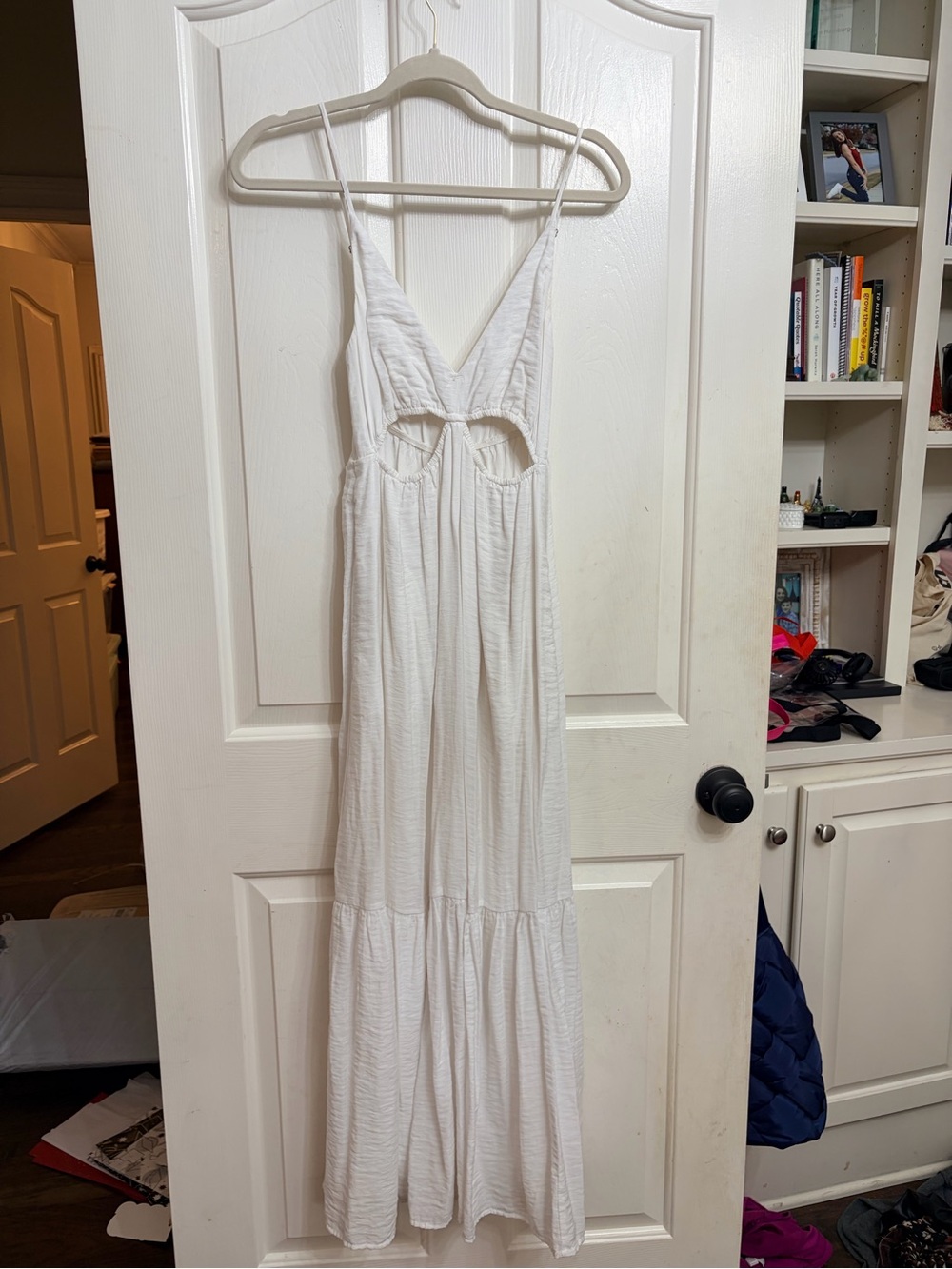 Abercrombie & Fitch White Cutout Spaghetti-Strap Maxi Dress